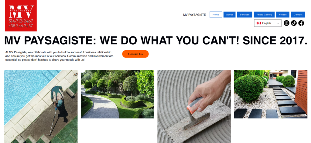 MV Paysagiste Website SreenShot United Web Solution Montreal Toni Vella Web Design Ecommerce Web And Website Services