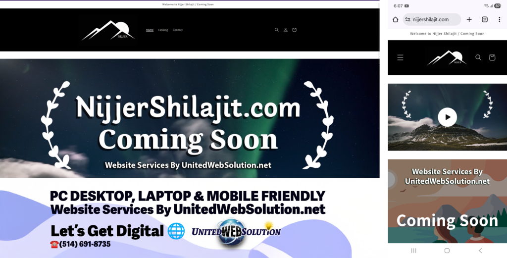 Nijjer Shilajit Website SreenShot United Web Solution Toni Vella Web Design Ecommerce Web And Website Services Montreal PC and Mobile Montage